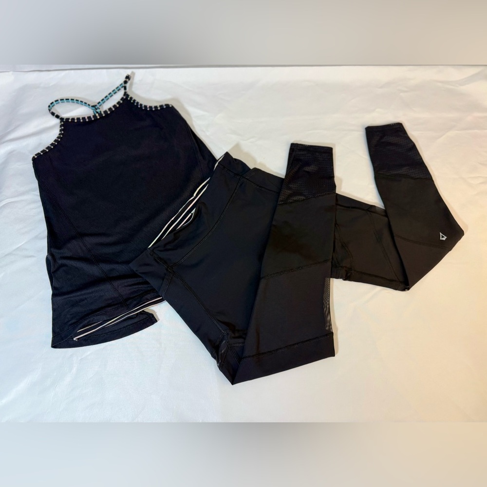 Ivivva Matching Set – Size 14 – Black Mesh Panel Leggings + Strappy Tank Top -